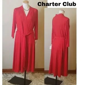 Charter Club red wrap dress.  Sz Large.