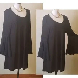 MSK black bell sleeve dress.  Sz Large