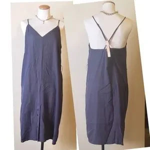 Avec Les Filles Front Slip Blue Dress.  Sz Large.  New!