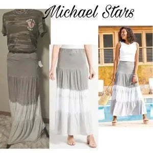 Michael Stars Heavenly Tiered Maxi Skirt. Md and Lrg avail.  Lrg fits sz 14/16