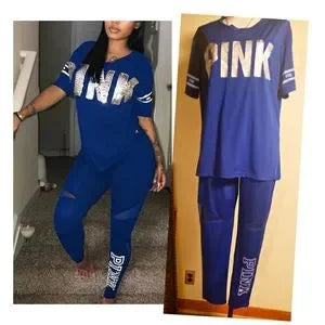 VS PINK royal blue top/leggings.  Sz XL