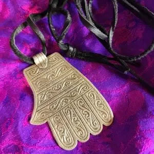 Vintage Khamsa Hand Moroccan Silver Hand Etched Silver Pendant Hasma Amulet Sout