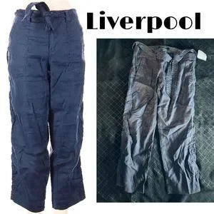 Liverpool blue linen paperbag pants.  Sz 6.  Deal!!! NWTs 75% off!