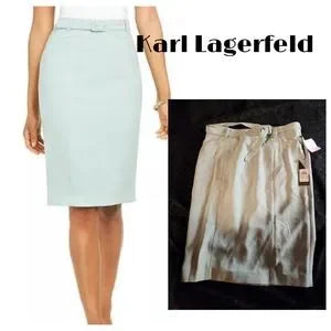 Karl Lagerfeld Paris Belted Knee-Length Skirt Green  Sz 8