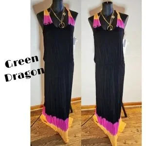 Green Dragon Maxi Dress.  Sm Small