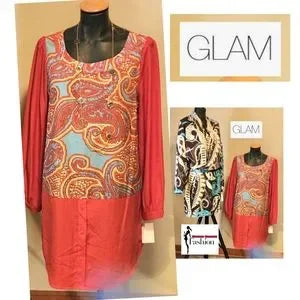Glam boho long sleeve shirt dress.  Size Med.  New