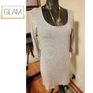 Glam striped jersey dress.  Sz. Med.  New
