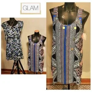 Glam boho geo dress.  Sz. Sm. New