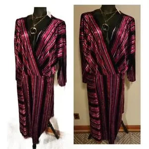 NY Collection velour like striped dress.   Sz 2x. Org $79