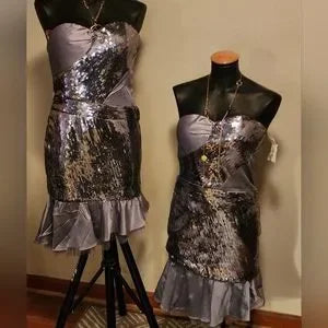Lucy & Co silver/gray sequins dress.  Sz Large