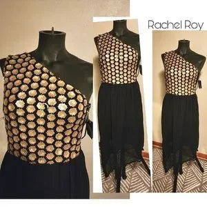 Rachel Roy Gold Sequin One Shoulder Party Dress. Size 6.  New!