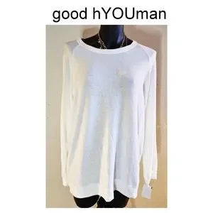 Good hYOUman white raglan long sleeve shirt.   Sz Lrg