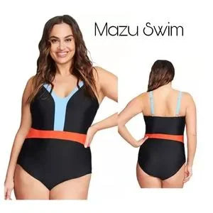 Mazu Swim Belted One-Piece Swimsuit. Sz 10