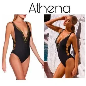 ATHENA HEY THERE STUD PLUNGE MAILLOT. Sz 10.  New with tags