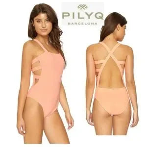 BELLINI RIBBED CAGED ONE PIECE BY PILYQ. Sz Med.  NWTs