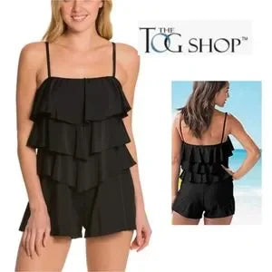 The TOG Shop Solid Three Tiered Bandeau Swim Romper.  Sz 16