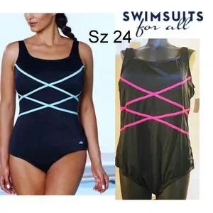 Swimsuits For All Plus Size Crisscross Front Maillot. Sz 24. New