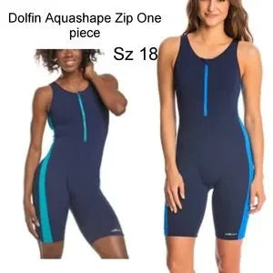 Dolfin Aquashape Zip-Front One Piece Aquatard. Plus size 16