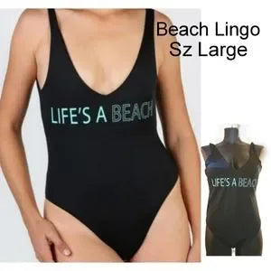 BeachLingo "Life's a Beach" one piece swimsuit. Sz Large. Org $68