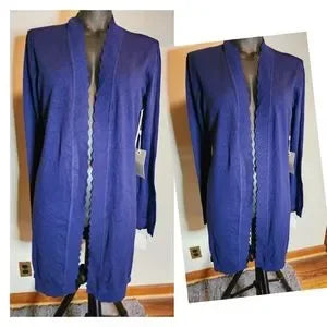 Evolution long cardigan.  Beautiful color & scallop trim. Sz Med