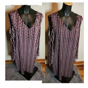 Cold shoulder v neck mid- length dress.  Sz 2x