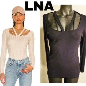 LNA Parallel Ribbed Top (black).  Sz Large