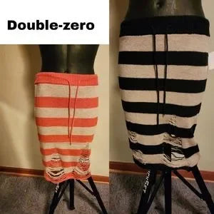 Double Zero Distressed Drawstring Knit Skirt. Sz Lrg. New