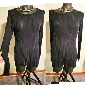 Be Original black nylon/sheer top.  Sm Small