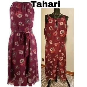 Tahari ASL Women's Halter Chiffon Floral Dress. Sz 14.  New.