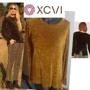 XCVI ELEVATED CREW SWEATER.  Sz Med. New.  Golden brown