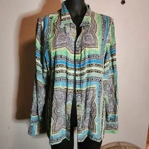 Ellen Tracy paisley print blouse.  Sz XL