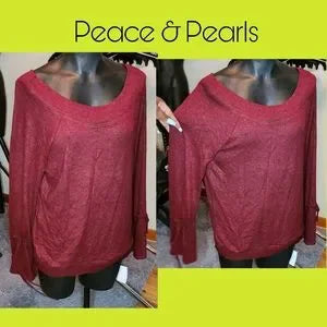 Peace & Pearls lace up sleeve sweater.   Sz Large