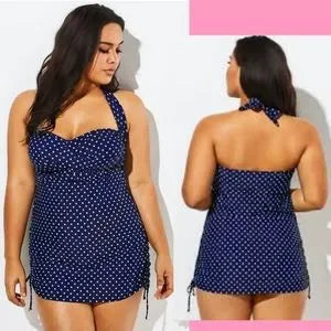 Swimsuit for All Blue Polka Dot One Piece Plus Size Swimsuit. Sz 22