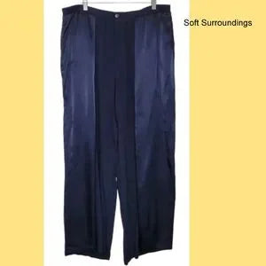 Soft Surroundings satin panel wide leg crop pants. Sz XL