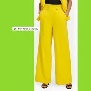 NYC High-Waisted Button-Front Wide-Leg Pant - Essential Stretch. Sz 18