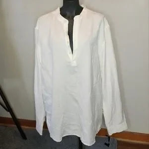 INC white 100% LINEN top.  Sz XL. New
