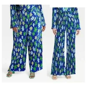 Target x Sammy Wide Leg Pleated Trousers - Blue Floral. Sz 1x. New