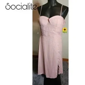 Socialite Bustier Dress Front Slit Midi.  Sz Sm