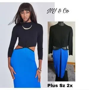 Gabrielle Union & NY&Co collaboration Two-Tone Cut-Out Sweater Dress. Sz XXL