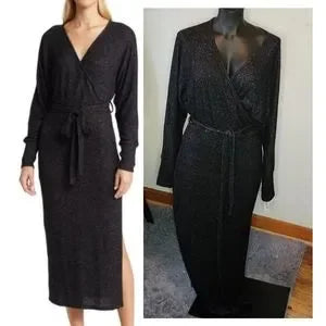 Loveappella long sleeve faux wrap dress.  Sz Med