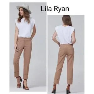 Lila Ryan TRINA HIGH-RISE CROPPED CUFFED BOOTCUT pants.  Sz 16 Org $89