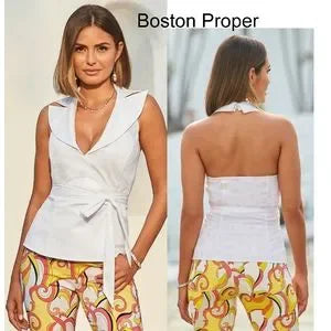 Boston Proper Sleeveless Halter Wrap Top.  Sz 14