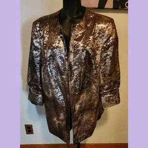 Tanjay metallic open front jacket. Sz 16w.