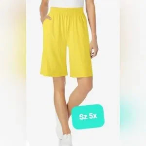 Woman Within jersey shorts. Sz 5x. Yellow