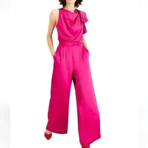 INC pink/fuscia wide-leg cowl neck jumpsuit.  Sz 8