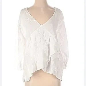 Soft Surroundings white panel ruffle trim top.  Sz MP