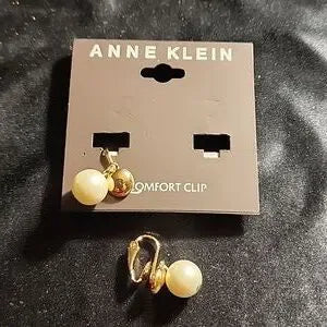 Anne Klein pearl clip on earrings