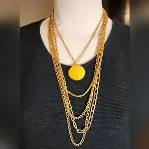 Vintage multistand gold locket chain