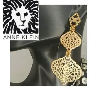 Anne Klein gold Filigree dangling Earrings.