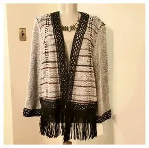 Christopher & banks tweed fringed cardigan.  Sz XL